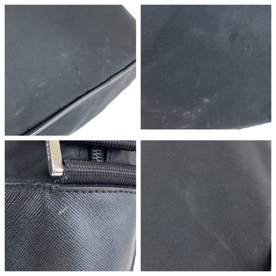 PRADA Shoulder Bag Nylon Black SilverMetal Crossbody Shoulder Bag Messenger Bag Test Triangle With logo mens Used Authentic