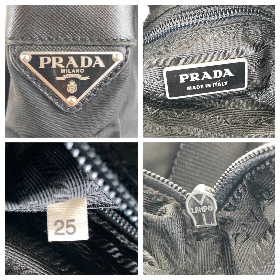 PRADA Shoulder Bag Nylon Black SilverMetal Crossbody Shoulder Bag Messenger Bag Test Triangle With logo mens Used Authentic