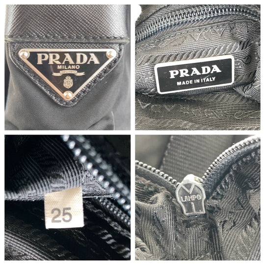 PRADA Shoulder Bag Nylon Black SilverMetal Crossbody Shoulder Bag Messenger Bag Test Triangle With logo mens Used Authentic