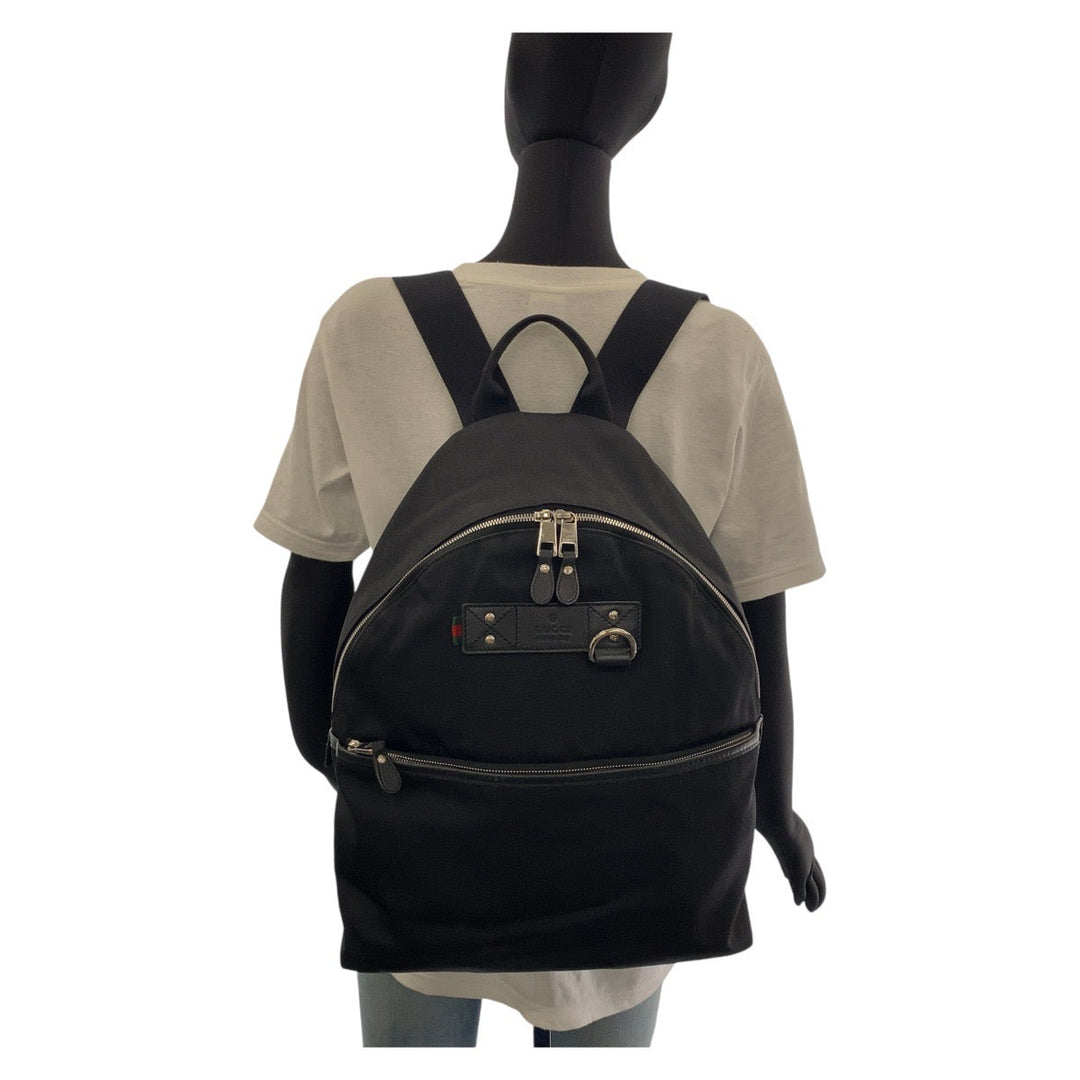 GUCCI Backpack 268184 Canvas, Leather black Backpacks, Daypacks, Backpacks, Unisex Sherry line Women Used Authentic
