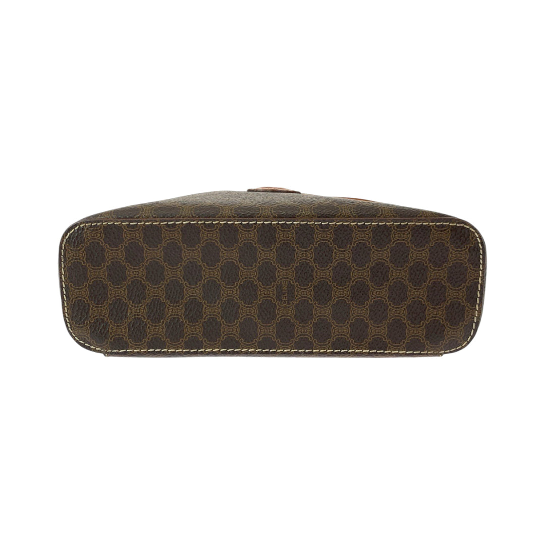 CELINE Handbag M95 PVC Brown Gold Metal Handbag vanity bag Macadam Pattern Women Used Authentic