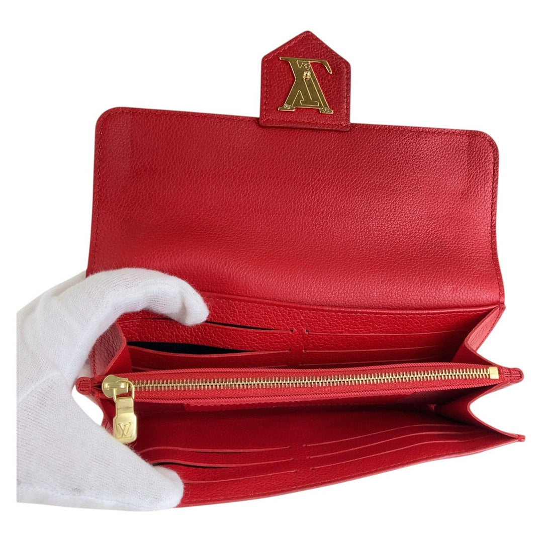 LOUIS VUITTON Long Wallet Purse M61277 leather Red Long Wallet Purse Portefeuille Rock Me Women Used Authentic