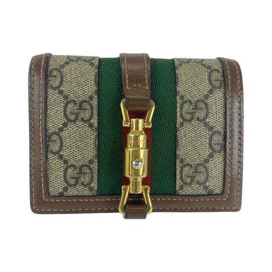 GUCCI Bifold Wallet 645536 GG Supreme canvas, leather Brown multicolor Folding wallet Compact wallet Jackie Women Used Authentic