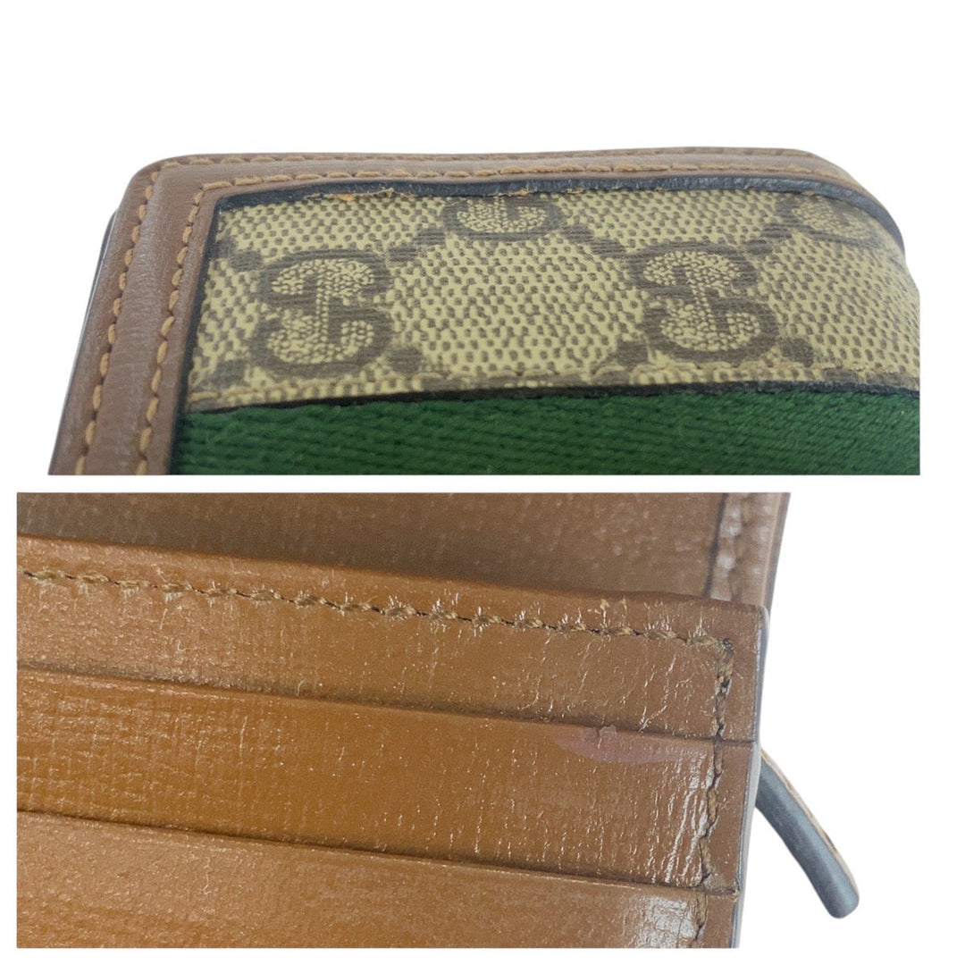 GUCCI Bifold Wallet 645536 GG Supreme canvas, leather Brown multicolor Folding wallet Compact wallet Jackie Women Used Authentic