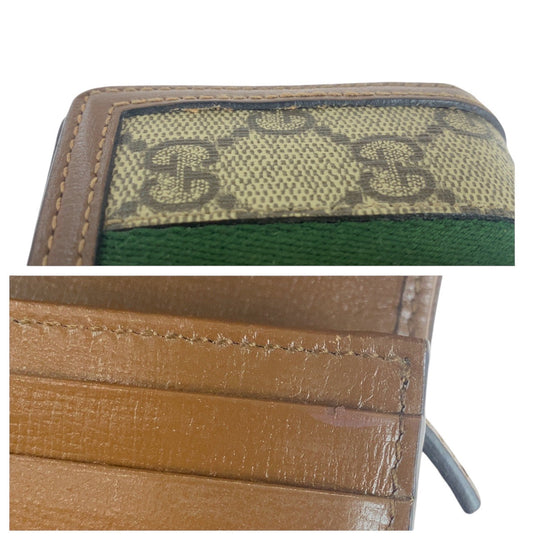 GUCCI Bifold Wallet 645536 GG Supreme canvas, leather Brown multicolor Folding wallet Compact wallet Jackie Women Used Authentic
