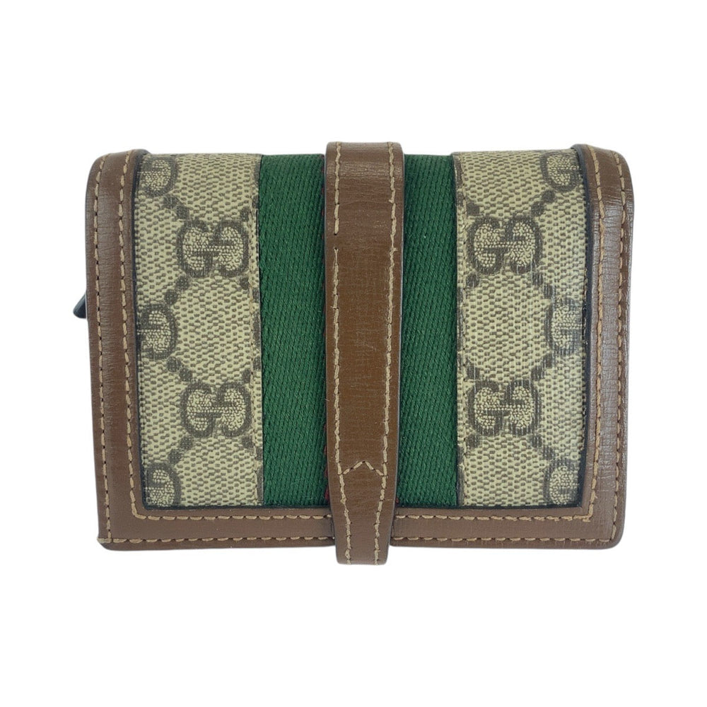 GUCCI Bifold Wallet 645536 GG Supreme canvas, leather Brown multicolor Folding wallet Compact wallet Jackie Women Used Authentic