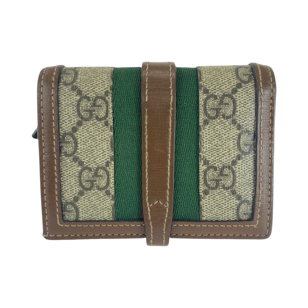 GUCCI Bifold Wallet 645536 GG Supreme canvas, leather Brown multicolor Folding wallet Compact wallet Jackie Women Used Authentic