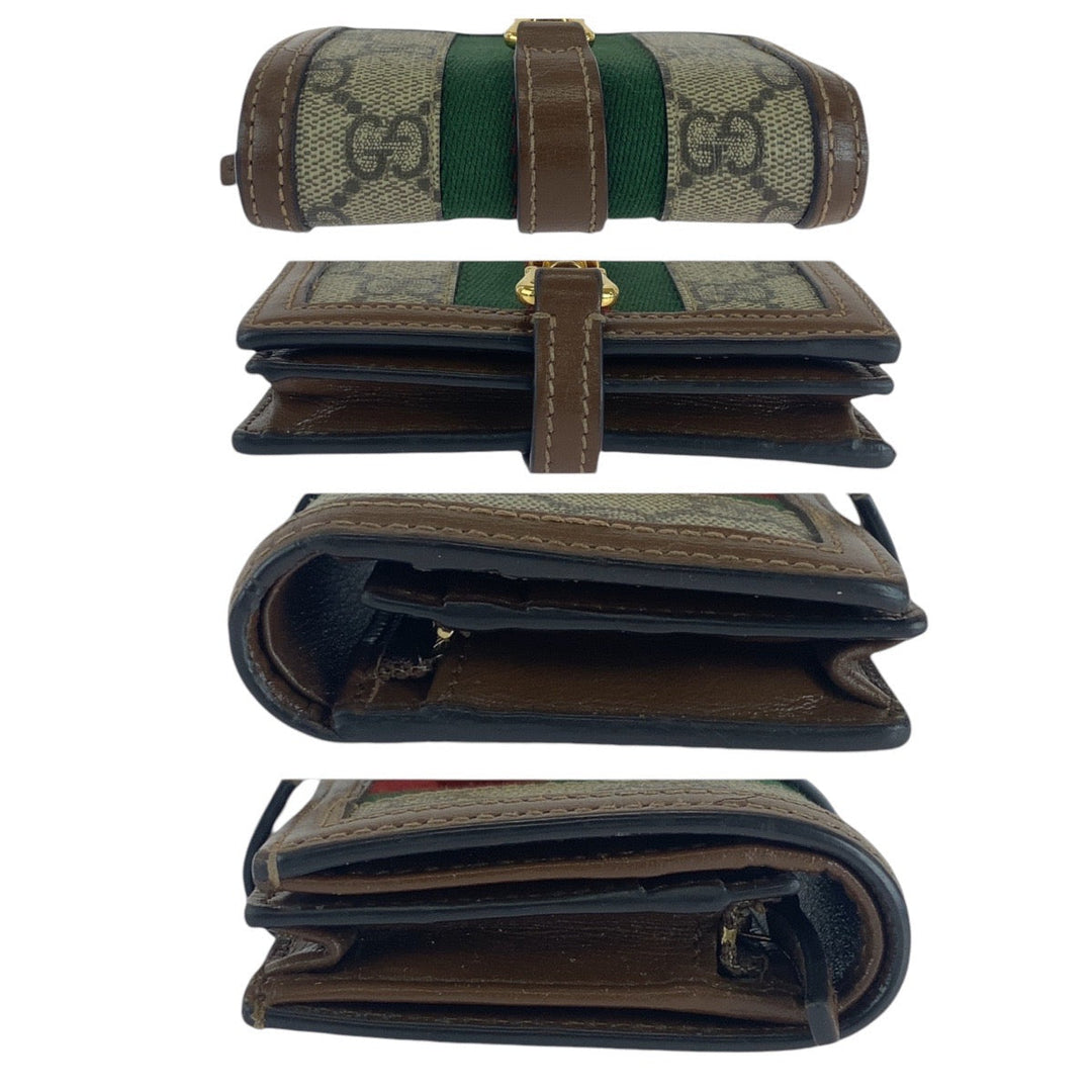 GUCCI Bifold Wallet 645536 GG Supreme canvas, leather Brown multicolor Folding wallet Compact wallet Jackie Women Used Authentic