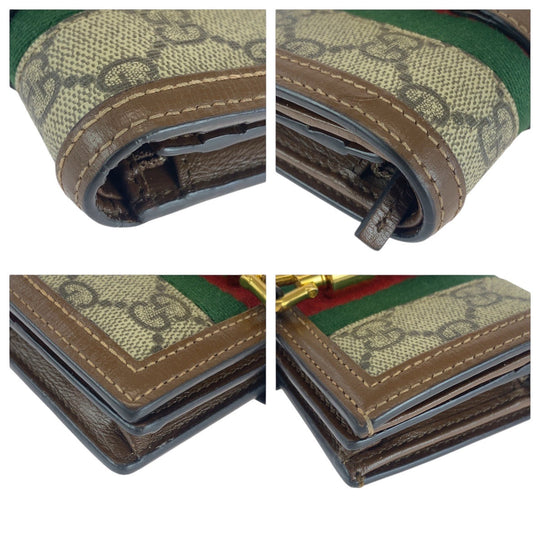 GUCCI Bifold Wallet 645536 GG Supreme canvas, leather Brown multicolor Folding wallet Compact wallet Jackie Women Used Authentic