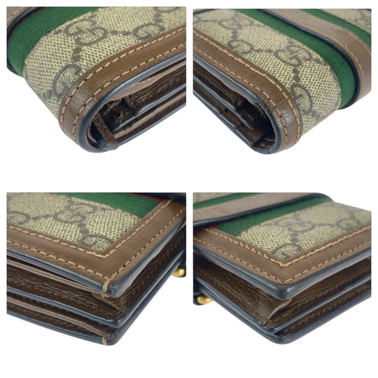 GUCCI Bifold Wallet 645536 GG Supreme canvas, leather Brown multicolor Folding wallet Compact wallet Jackie Women Used Authentic