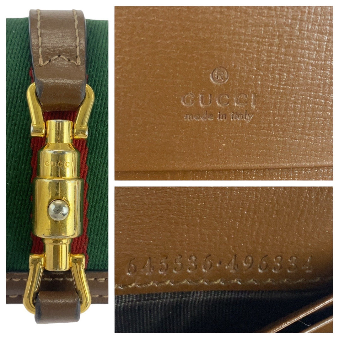 GUCCI Bifold Wallet 645536 GG Supreme canvas, leather Brown multicolor Folding wallet Compact wallet Jackie Women Used Authentic
