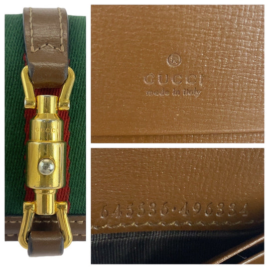 GUCCI Bifold Wallet 645536 GG Supreme canvas, leather Brown multicolor Folding wallet Compact wallet Jackie Women Used Authentic