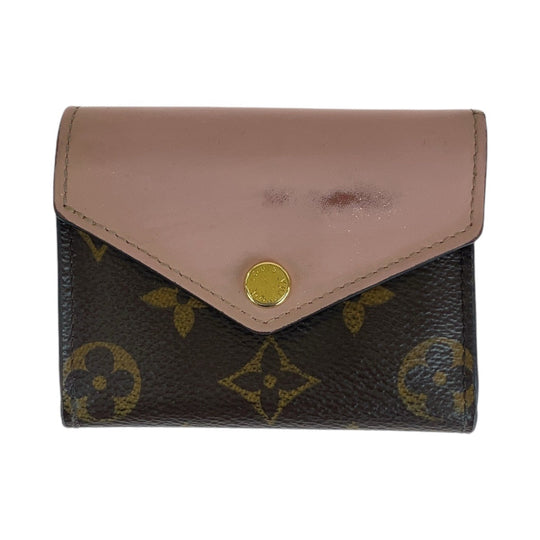 LOUIS VUITTON Tri-fold wallet M62933 Leather, PVC Rose Ballerine Pink Brown Folding wallet Compact wallet Monogram Portefeuille Zoe Women Used Authentic