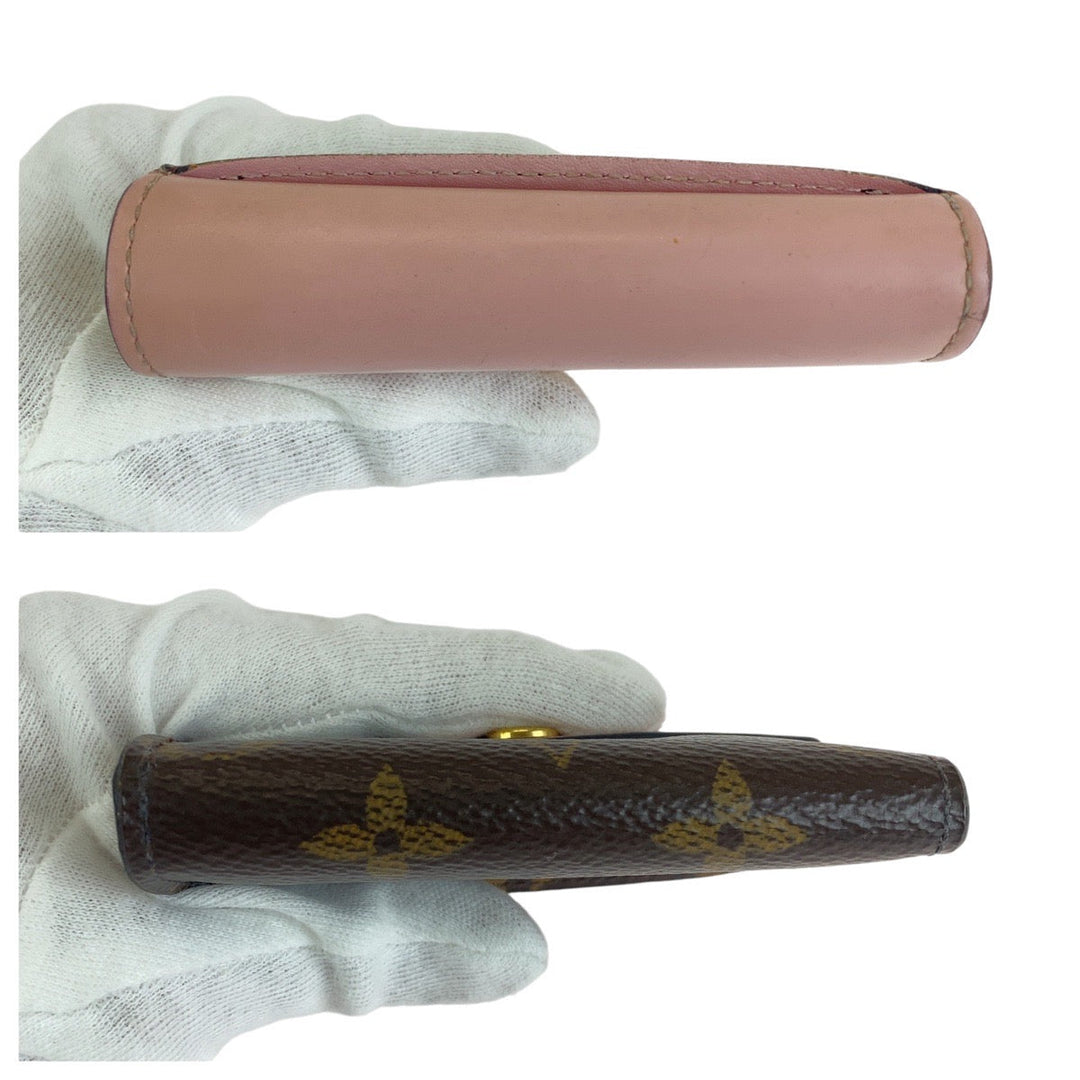 LOUIS VUITTON Tri-fold wallet M62933 Leather, PVC Rose Ballerine Pink Brown Folding wallet Compact wallet Monogram Portefeuille Zoe Women Used Authentic