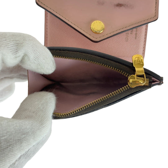 LOUIS VUITTON Tri-fold wallet M62933 Leather, PVC Rose Ballerine Pink Brown Folding wallet Compact wallet Monogram Portefeuille Zoe Women Used Authentic