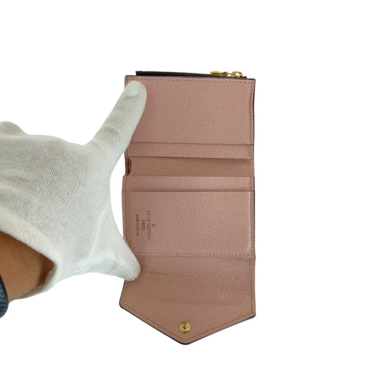 LOUIS VUITTON Tri-fold wallet M62933 Leather, PVC Rose Ballerine Pink Brown Folding wallet Compact wallet Monogram Portefeuille Zoe Women Used Authentic