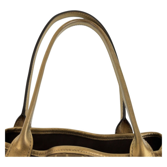 GUCCI Tote Bag 163805 Satin, Leather Brown Gold Metal Tote Bag Shoulder Bag Pretty GG pattern Women Used Authentic