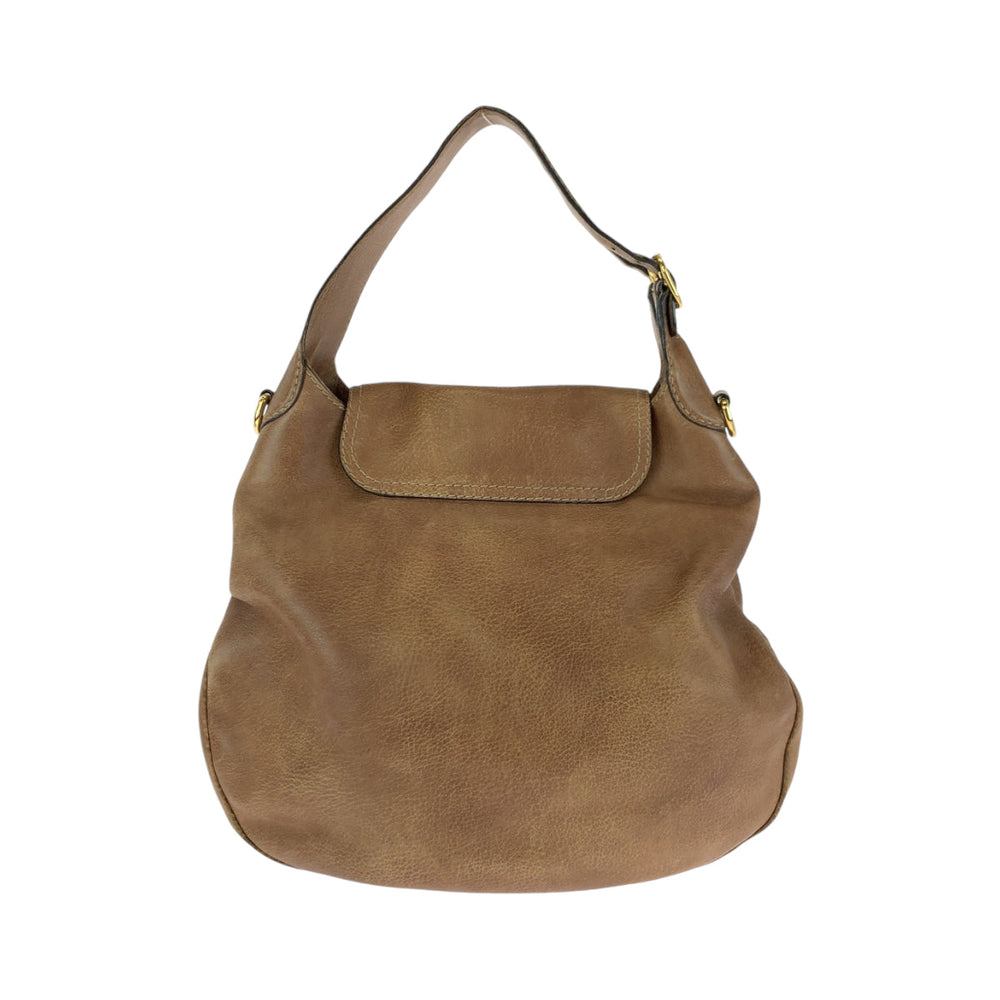 GUCCI Shoulder Bag 223955 leather Brown Gold Metal Hobo Shoulder Bag 2way Horsebit Women Used Authentic