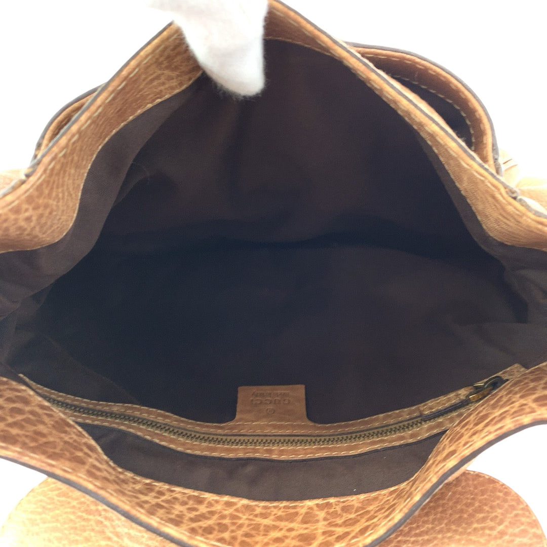 GUCCI Shoulder Bag 223955 leather Brown Gold Metal Hobo Shoulder Bag 2way Horsebit Women Used Authentic