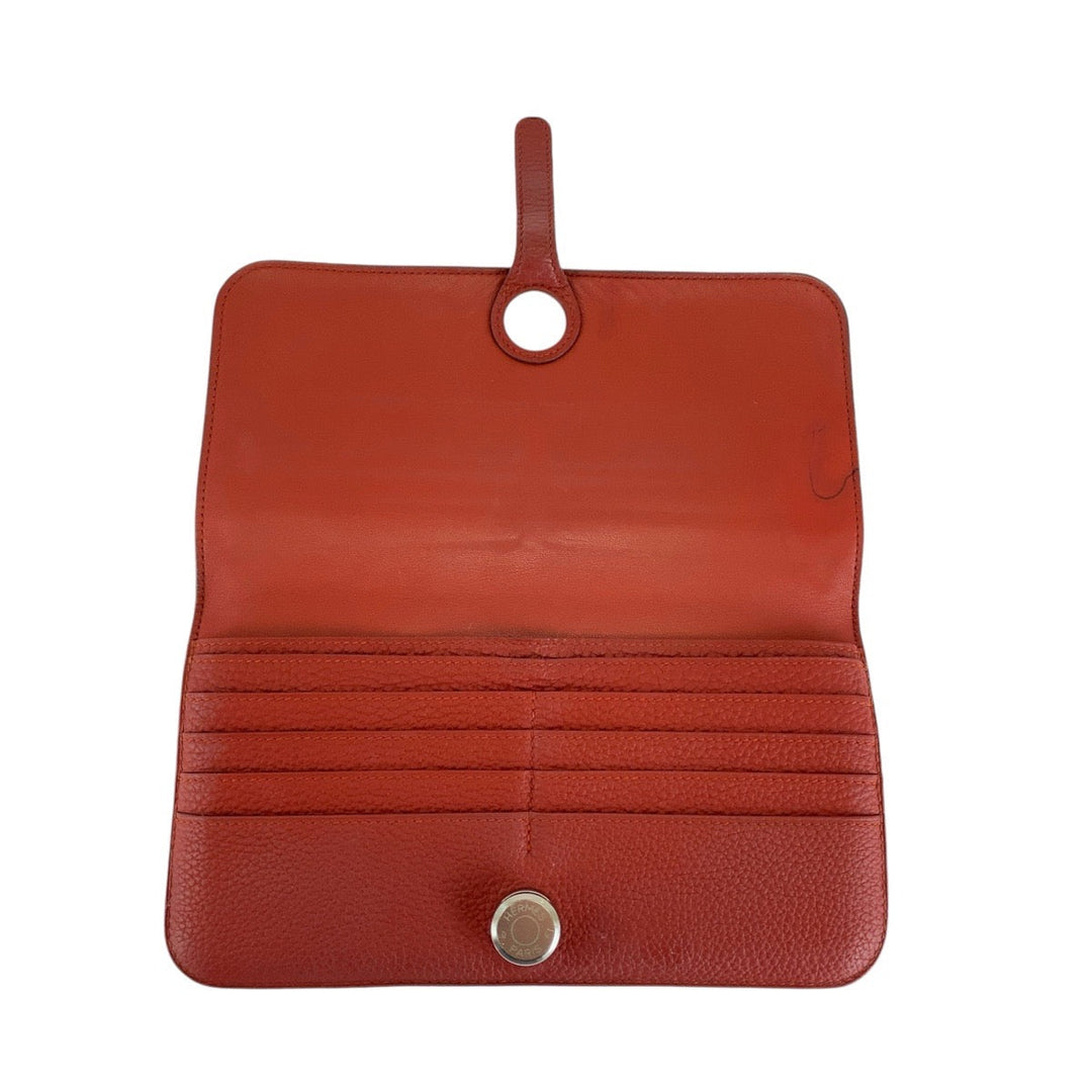 HERMES Long Wallet Purse Togo Rouge Grenat Red Long Wallet Purse Long wallet unisex Dogon Long Women Used Authentic