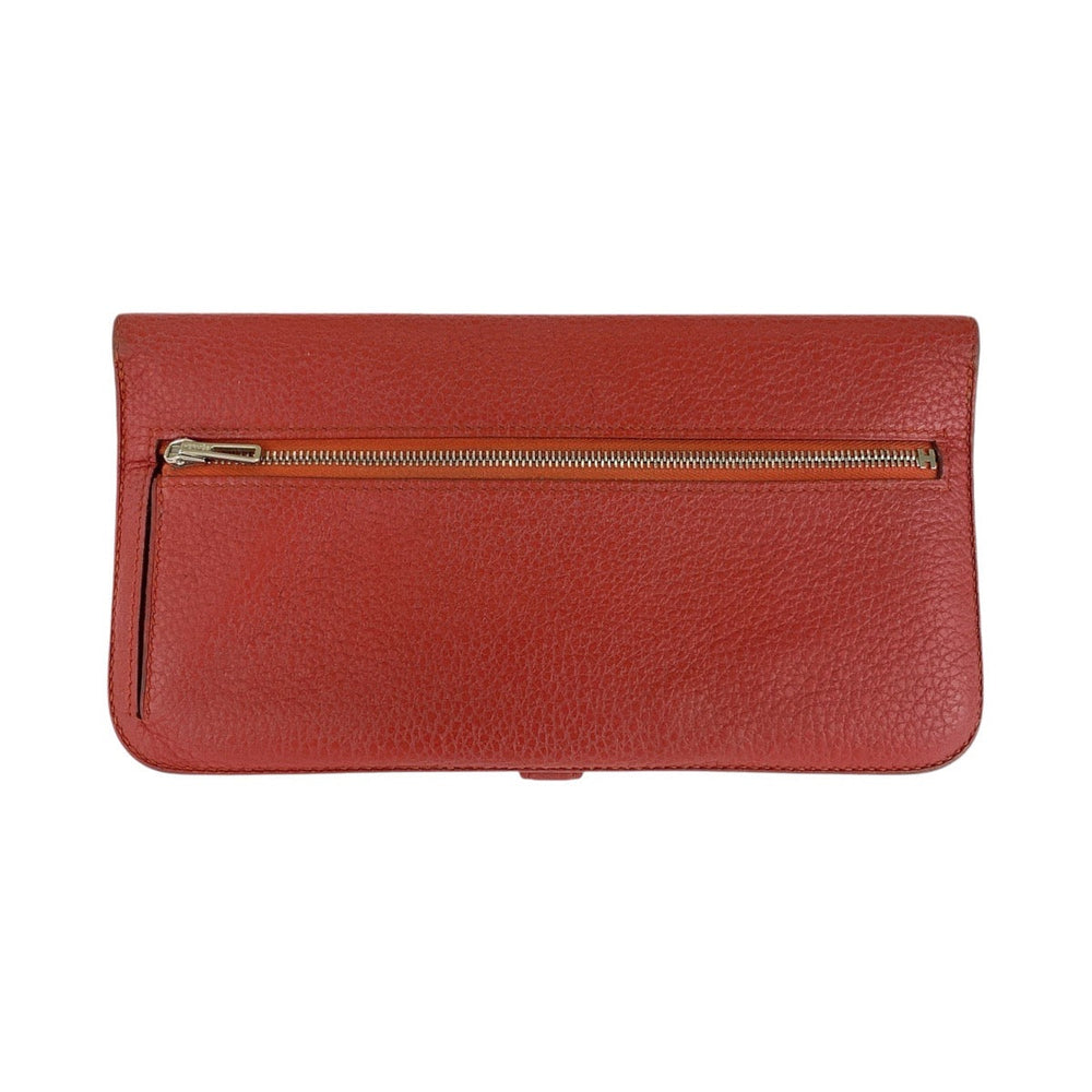 HERMES Long Wallet Purse Togo Rouge Grenat Red Long Wallet Purse Long wallet unisex Dogon Long Women Used Authentic