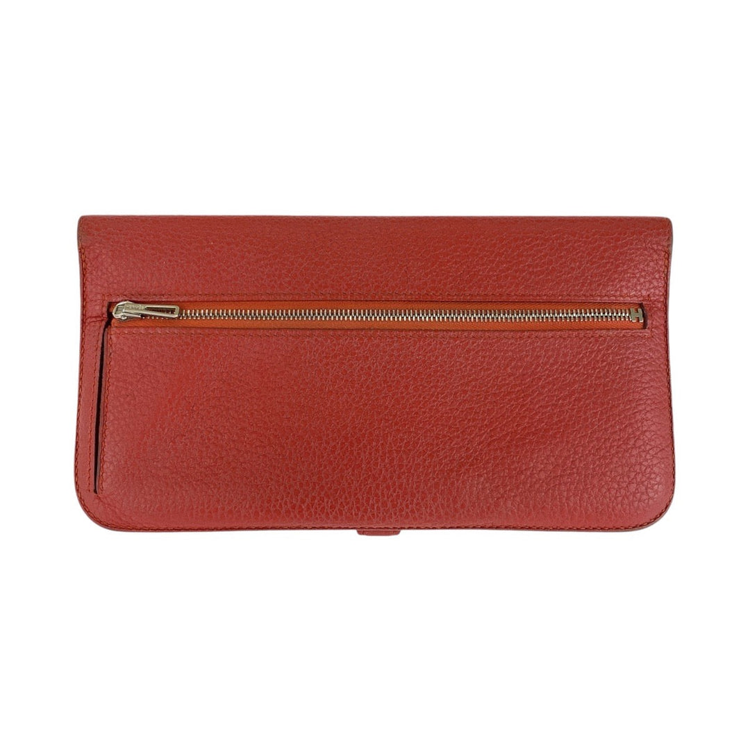 HERMES Long Wallet Purse Togo Rouge Grenat Red Long Wallet Purse Long wallet unisex Dogon Long Women Used Authentic