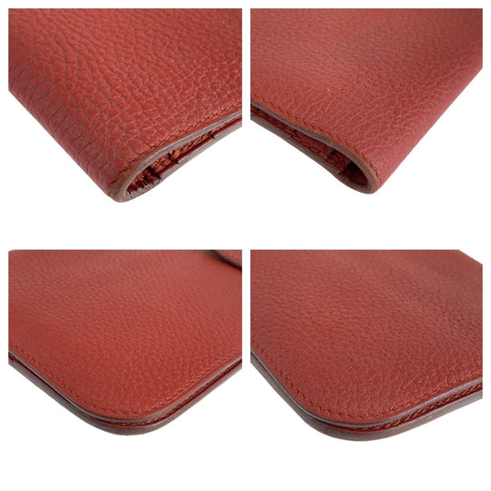 HERMES Long Wallet Purse Togo Rouge Grenat Red Long Wallet Purse Long wallet unisex Dogon Long Women Used Authentic