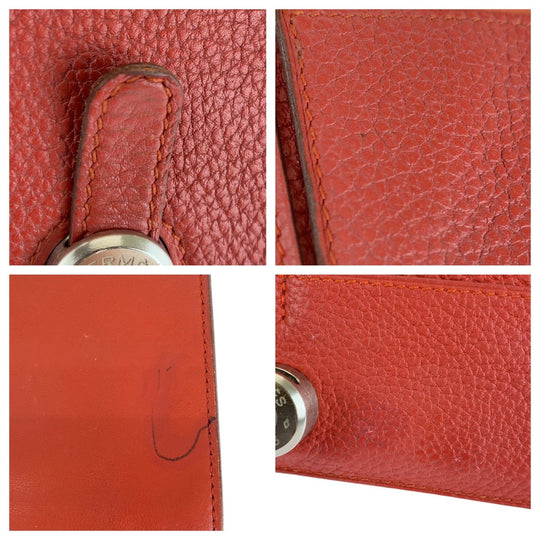 HERMES Long Wallet Purse Togo Rouge Grenat Red Long Wallet Purse Long wallet unisex Dogon Long Women Used Authentic
