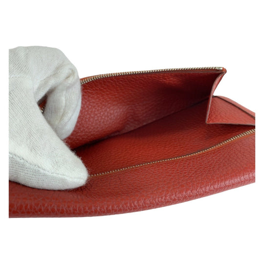HERMES Long Wallet Purse Togo Rouge Grenat Red Long Wallet Purse Long wallet unisex Dogon Long Women Used Authentic