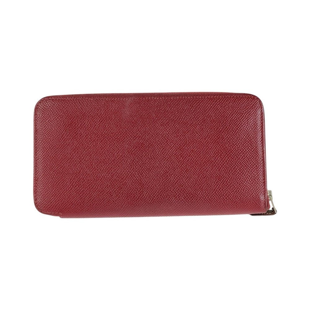HERMES Long Wallet Purse Epsom, Silk Ruby Wine Red Bordeaux Long Wallet Purse Zip Around Unisex Azap long silk in Women Used Authentic
