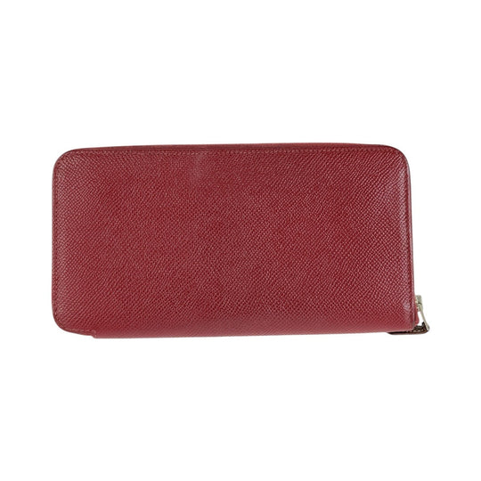 HERMES Long Wallet Purse Epsom, Silk Ruby Wine Red Bordeaux Long Wallet Purse Zip Around Unisex Azap long silk in Women Used Authentic