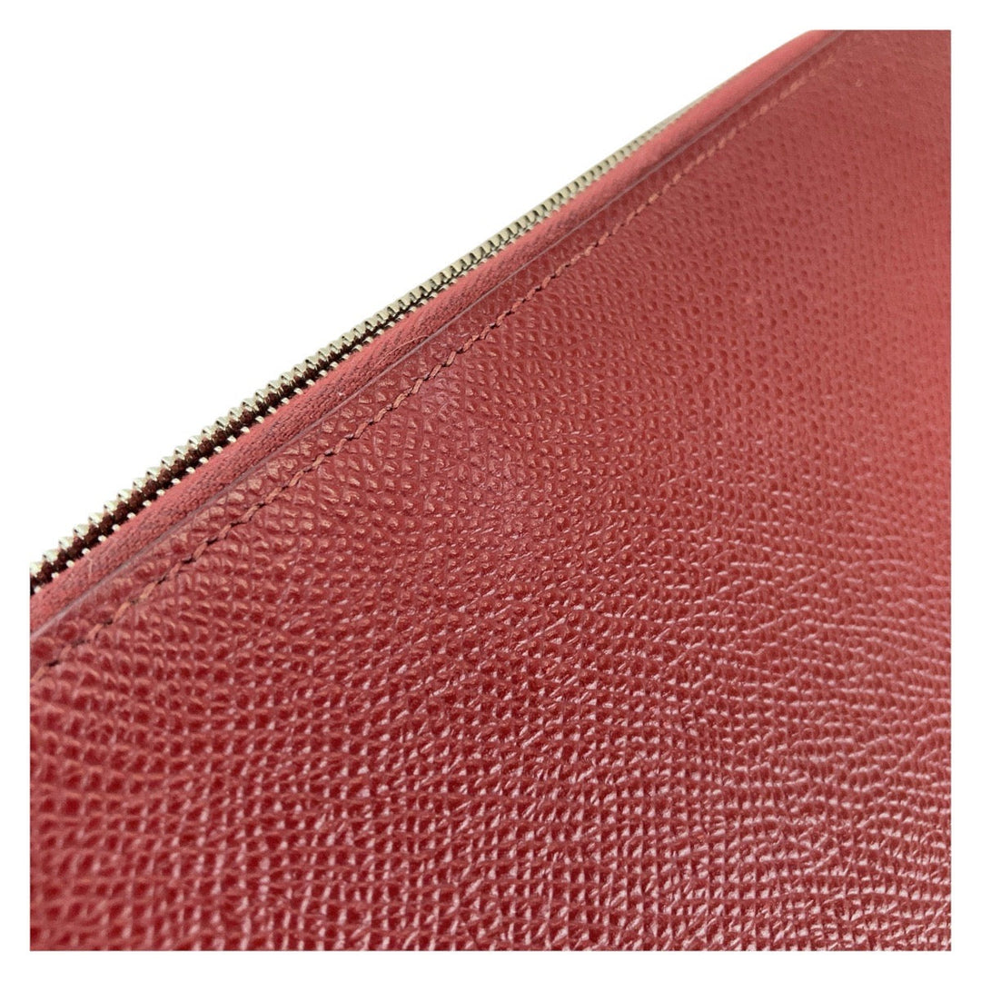 HERMES Long Wallet Purse Epsom, Silk Ruby Wine Red Bordeaux Long Wallet Purse Zip Around Unisex Azap long silk in Women Used Authentic
