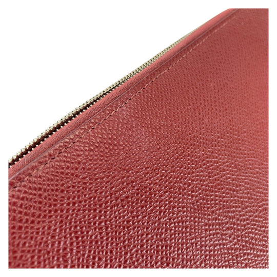 HERMES Long Wallet Purse Epsom, Silk Ruby Wine Red Bordeaux Long Wallet Purse Zip Around Unisex Azap long silk in Women Used Authentic