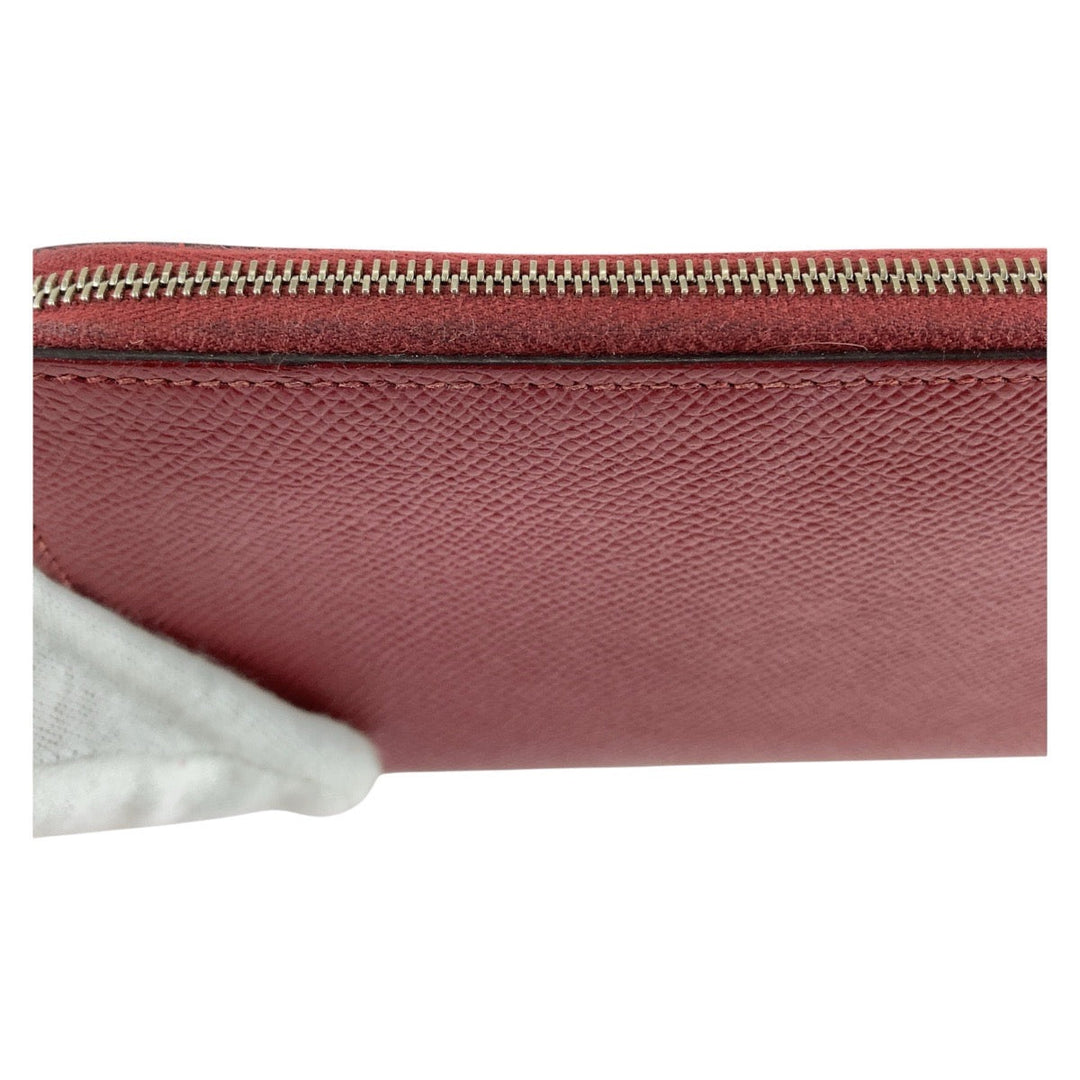 HERMES Long Wallet Purse Epsom, Silk Ruby Wine Red Bordeaux Long Wallet Purse Zip Around Unisex Azap long silk in Women Used Authentic