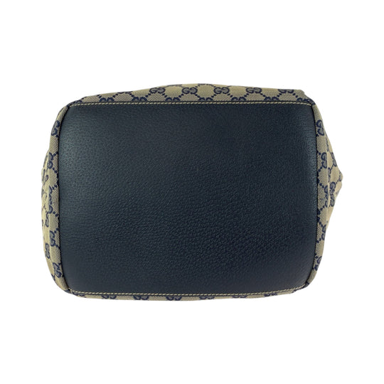 GUCCI Tote Bag 131230 GG canvas Navy Gray Red SilverMetal Tote Bag Shoulder Bag Women Used Authentic