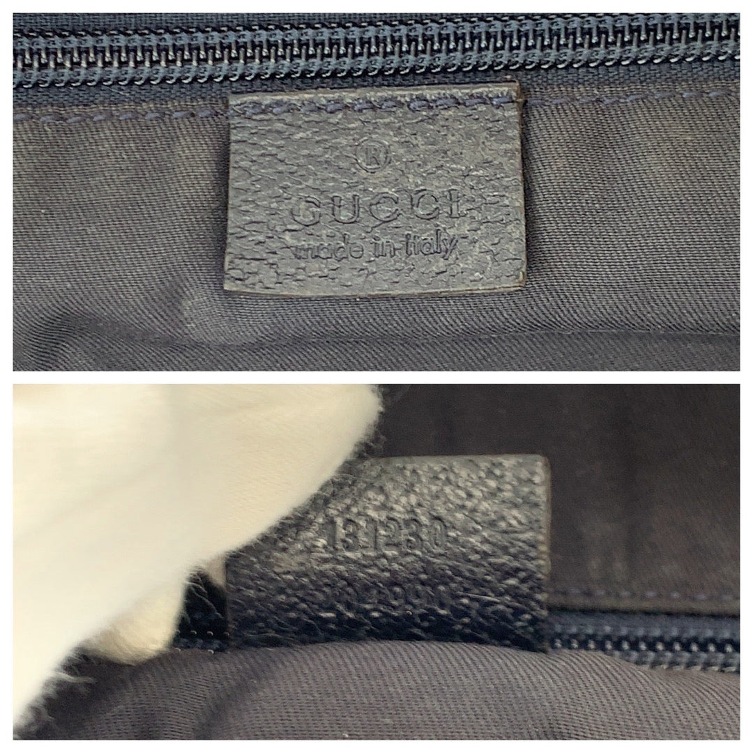 GUCCI Tote Bag 131230 GG canvas Navy Gray Red SilverMetal Tote Bag Shoulder Bag Women Used Authentic
