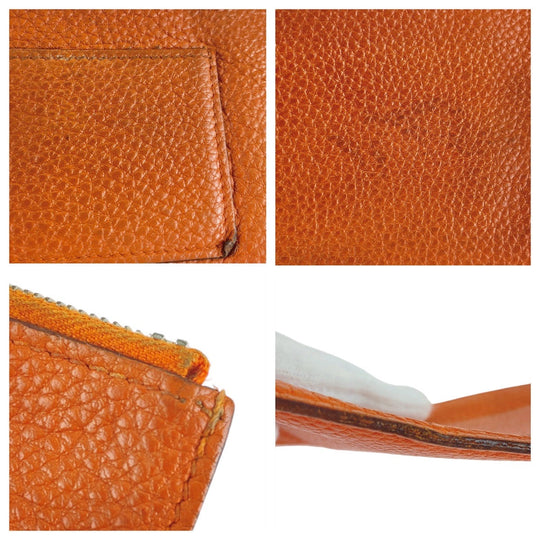 HERMES Long Wallet Purse Togo Orange Long Wallet Purse Long wallet unisex Dogon GM Women Used Authentic