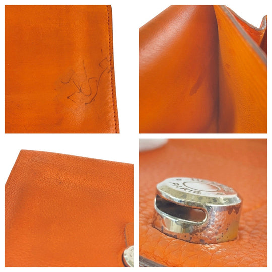 HERMES Long Wallet Purse Togo Orange Long Wallet Purse Long wallet unisex Dogon GM Women Used Authentic
