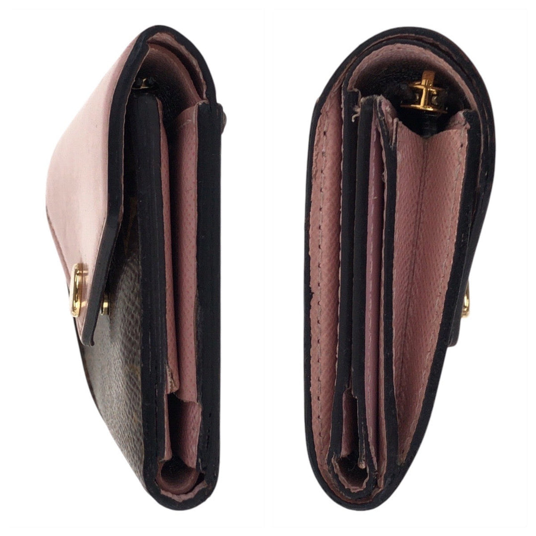 LOUIS VUITTON Tri-fold wallet M62933 PVC Rose Ballerine Pink Brown Gold Metal Folding wallet Compact wallet Monogram Portefeuille Zoe Women Used Authentic