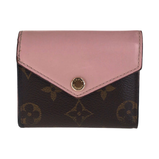 LOUIS VUITTON Tri-fold wallet M62933 PVC Rose Ballerine Pink Brown Gold Metal Folding wallet Compact wallet Monogram Portefeuille Zoe Women Used Authentic