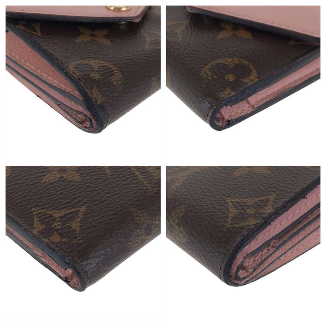 LOUIS VUITTON Tri-fold wallet M62933 PVC Rose Ballerine Pink Brown Gold Metal Folding wallet Compact wallet Monogram Portefeuille Zoe Women Used Authentic
