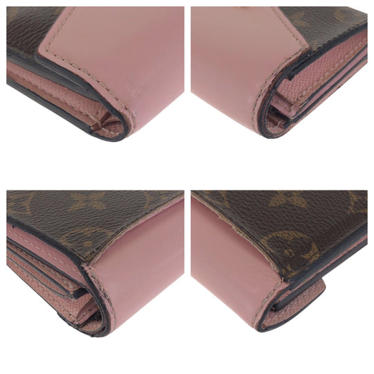 LOUIS VUITTON Tri-fold wallet M62933 PVC Rose Ballerine Pink Brown Gold Metal Folding wallet Compact wallet Monogram Portefeuille Zoe Women Used Authentic