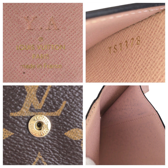 LOUIS VUITTON Tri-fold wallet M62933 PVC Rose Ballerine Pink Brown Gold Metal Folding wallet Compact wallet Monogram Portefeuille Zoe Women Used Authentic