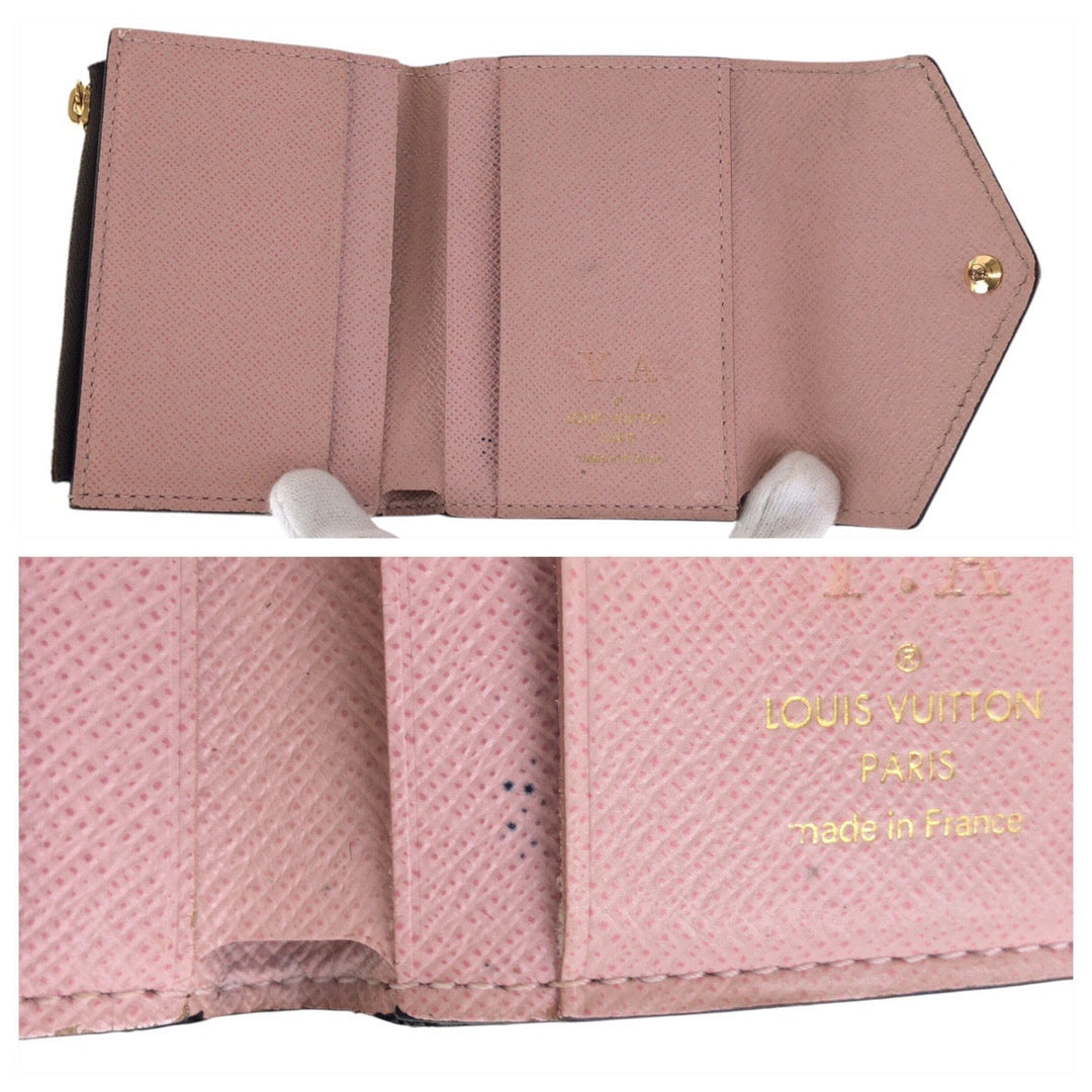 LOUIS VUITTON Tri-fold wallet M62933 PVC Rose Ballerine Pink Brown Gold Metal Folding wallet Compact wallet Monogram Portefeuille Zoe Women Used Authentic