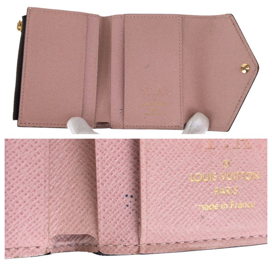 LOUIS VUITTON Tri-fold wallet M62933 PVC Rose Ballerine Pink Brown Gold Metal Folding wallet Compact wallet Monogram Portefeuille Zoe Women Used Authentic