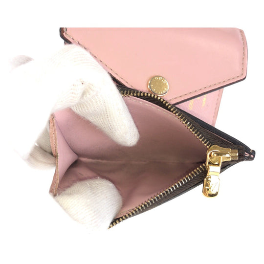LOUIS VUITTON Tri-fold wallet M62933 PVC Rose Ballerine Pink Brown Gold Metal Folding wallet Compact wallet Monogram Portefeuille Zoe Women Used Authentic