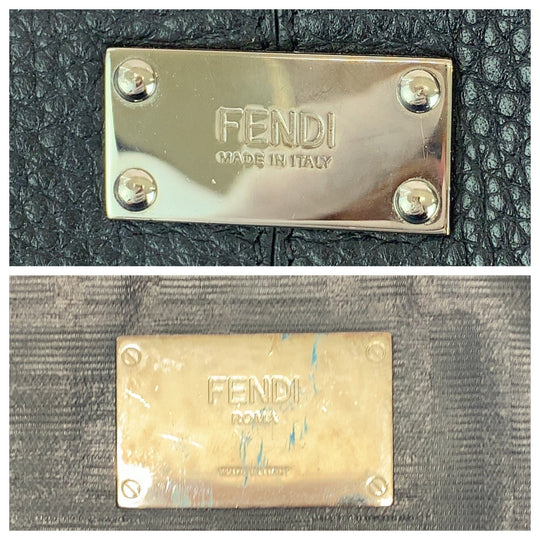 FENDI Business bag 7VA447 leather Black SilverMetal Business bag briefcase Peekaboo x light mens Used Authentic