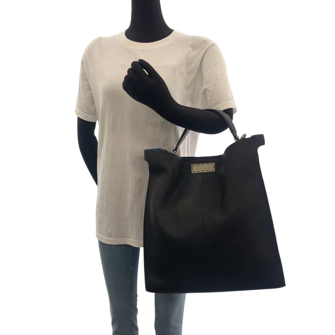FENDI Business bag 7VA447 leather Black SilverMetal Business bag briefcase Peekaboo x light mens Used Authentic