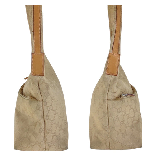 GUCCI Shoulder Bag 001 3386 GG canvas Beige SilverMetal Hobo Shoulder Bag one belt Women Used Authentic
