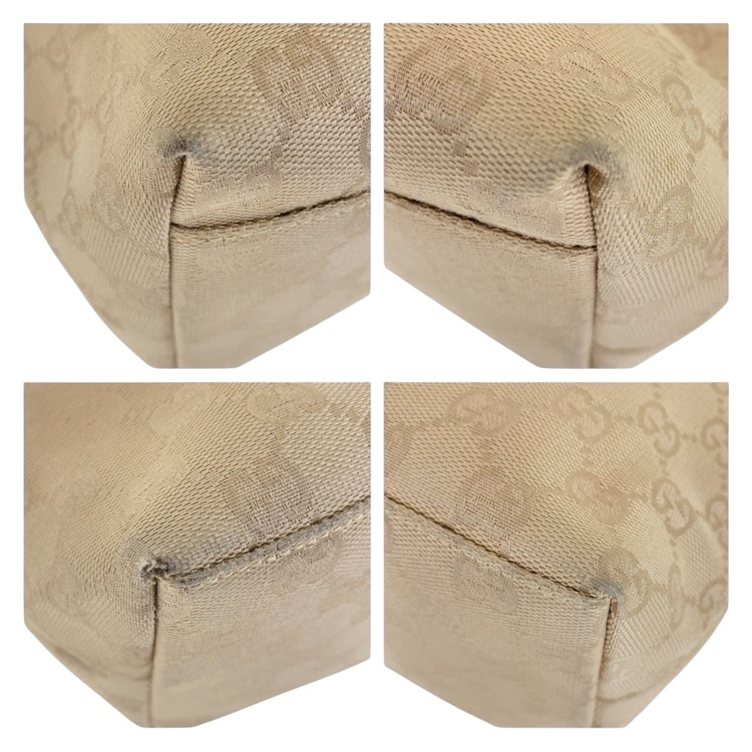GUCCI Shoulder Bag 001 3386 GG canvas Beige SilverMetal Hobo Shoulder Bag one belt Women Used Authentic